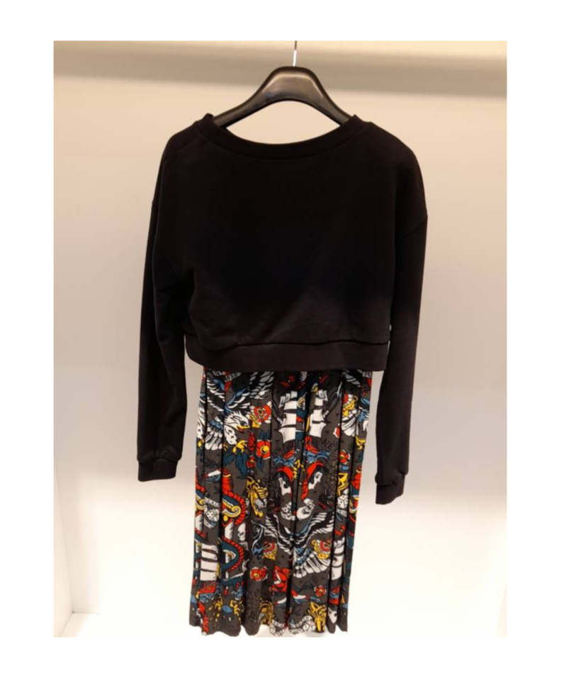 Moschino Pattern Printed Fake Two-piece Dress In Black