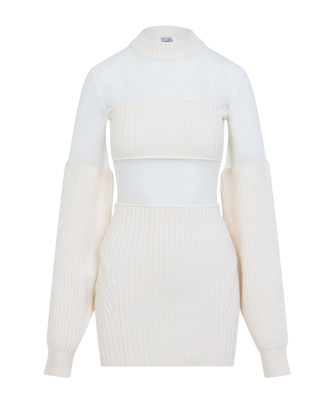 Jean Paul Gaultier Wool Short Dress With Mesh Details Women In Multi