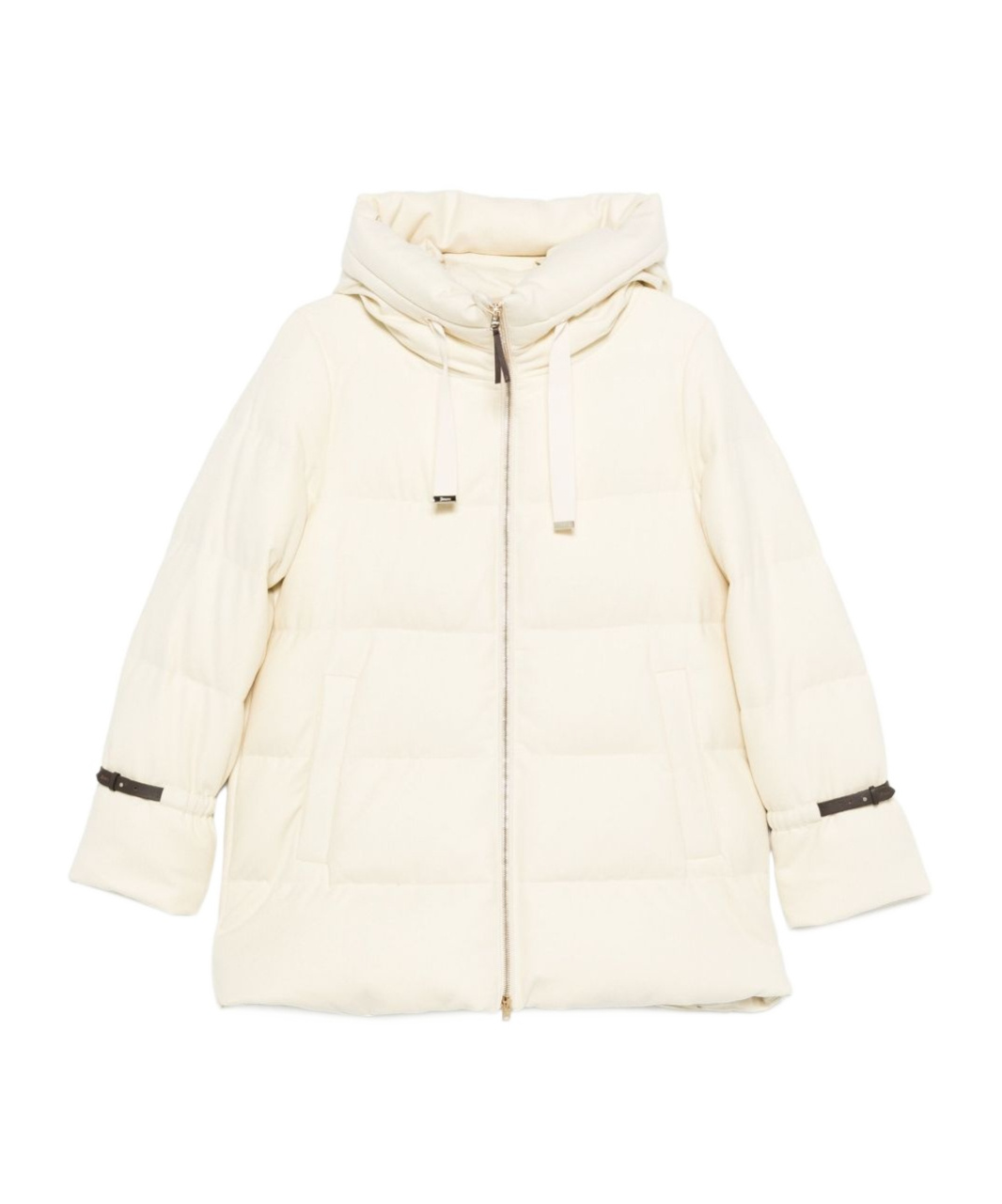 Herno Hooded Medium-length Wool Down Jacket With Zip Clothing In White