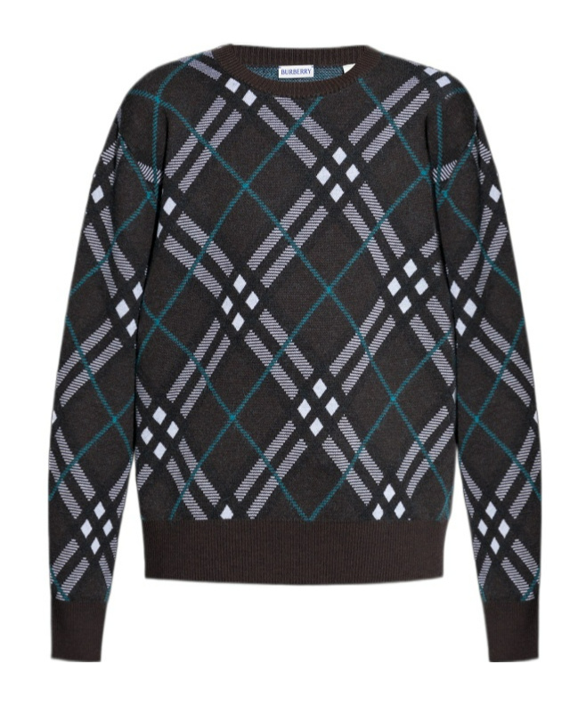 Burberry Plaid-check Wool-blend Sweatshirt In Black