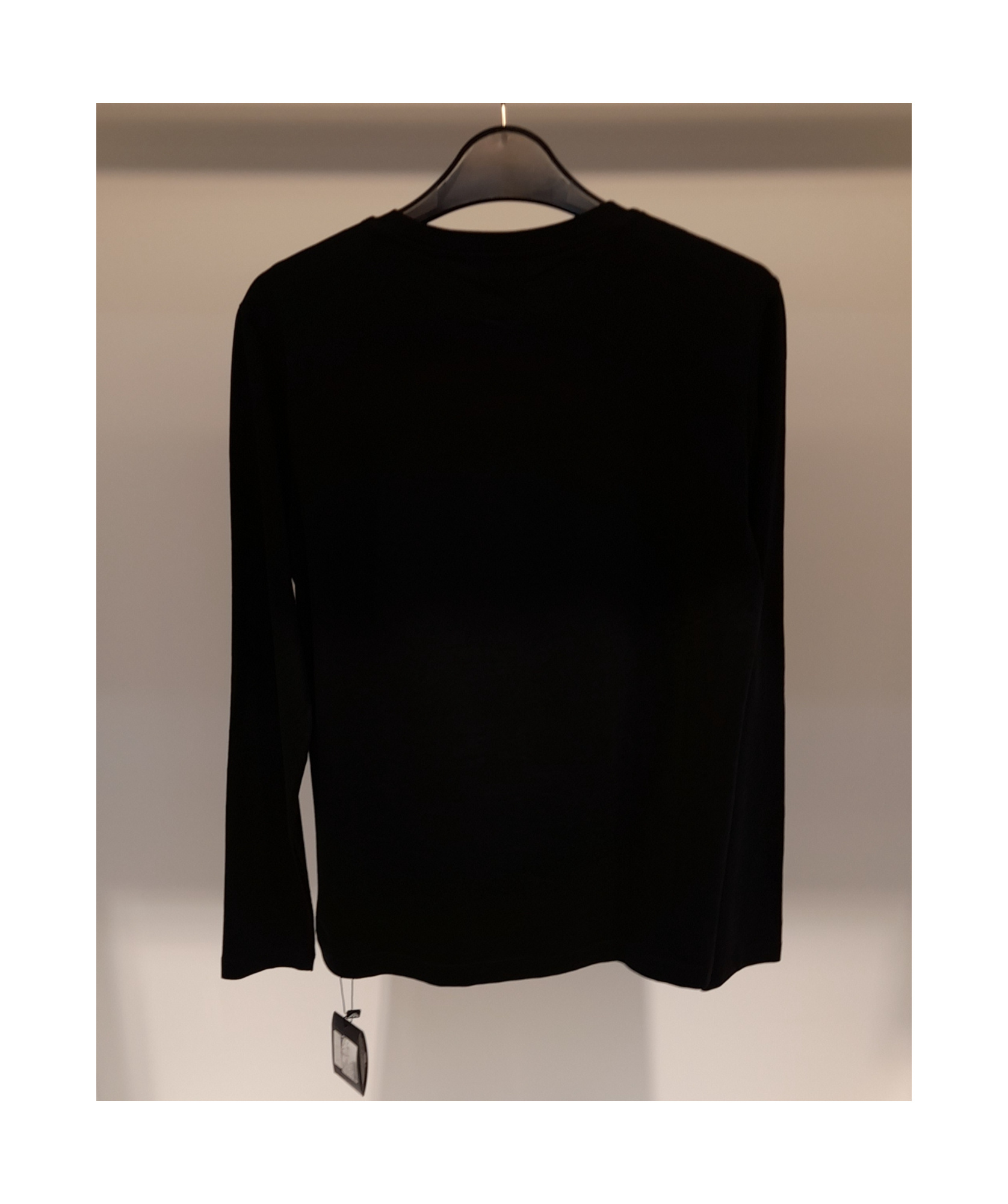 Ea7 Round Collar And Long-sleeved T-shirt In Black