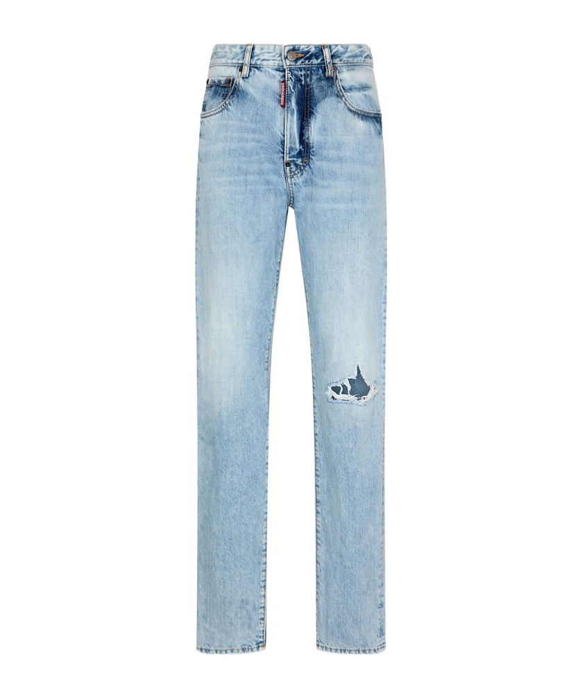 Dsquared2 Ripped-detail Slim-cut Jeans In Blue