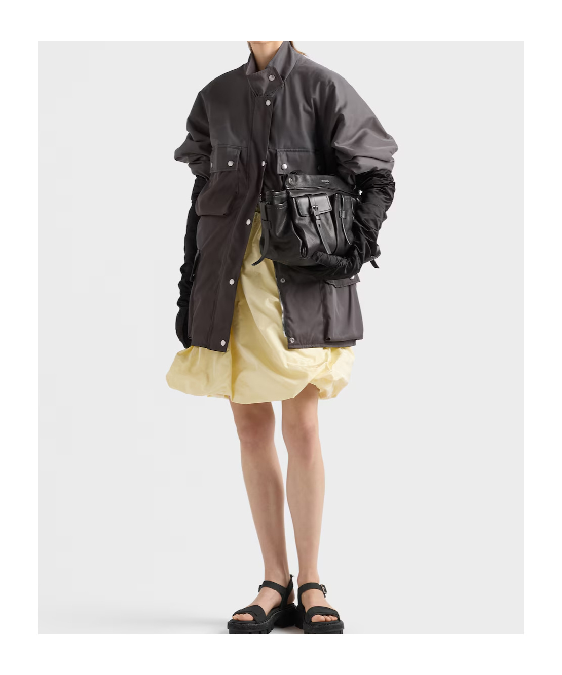 Prada Grey Recycled Polyamide Jacket In Gray
