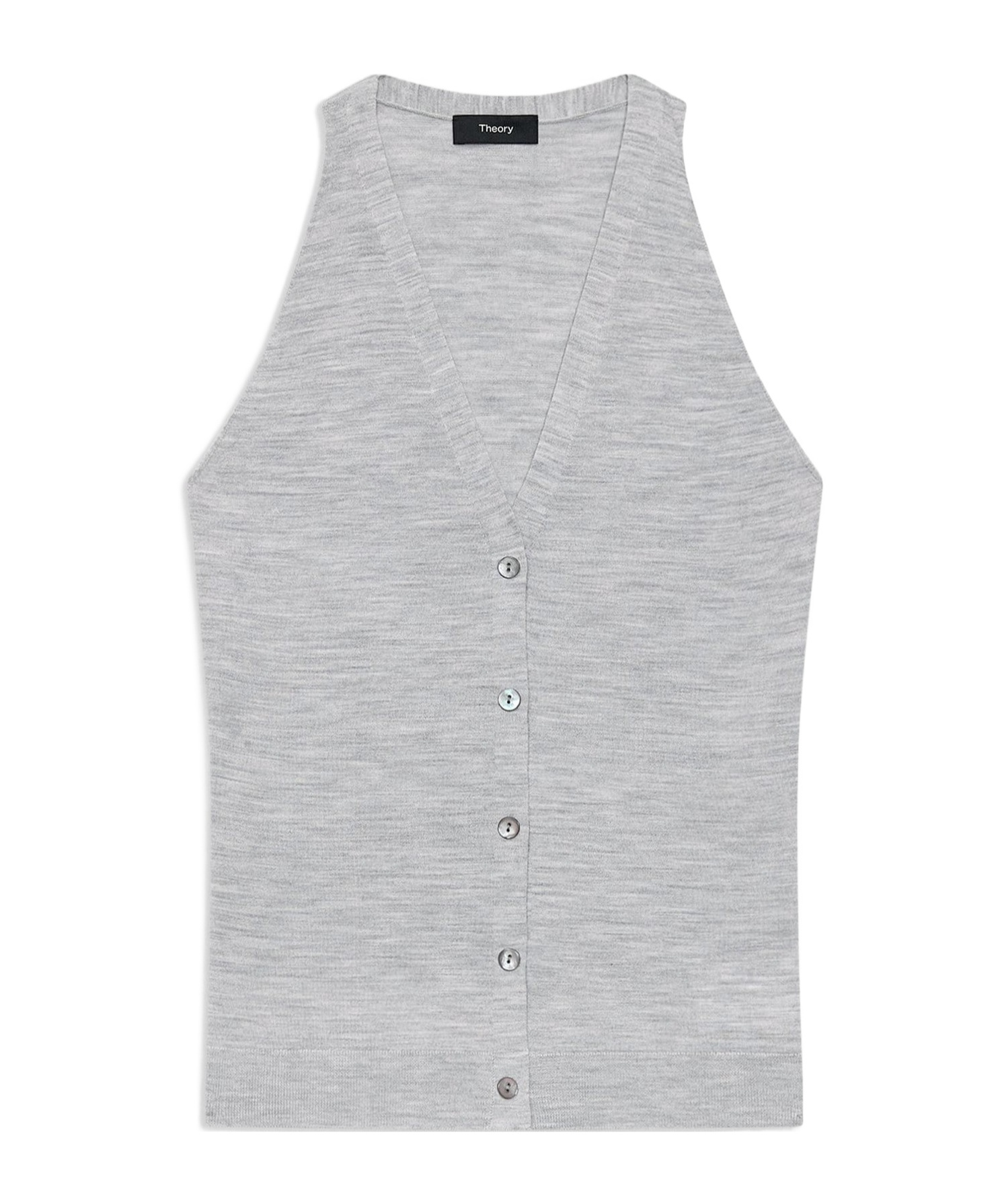 Theory V-neck Sleeveless Knitted Cardigan In Gray