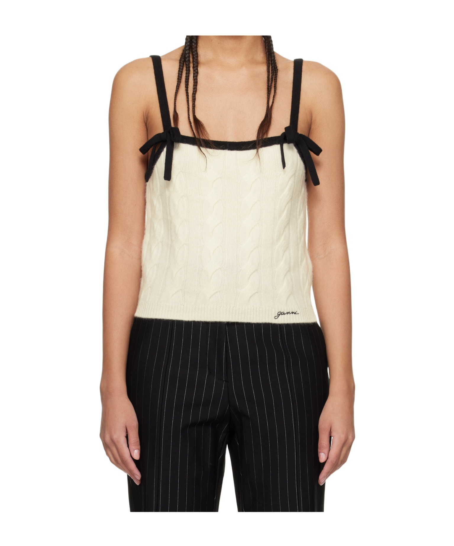 Ganni Tanktop Mit Schleifendetail In Black