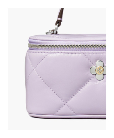 Tory Burch Kira Clover Quilted Leather Vanity Top-handle Bag In Purple