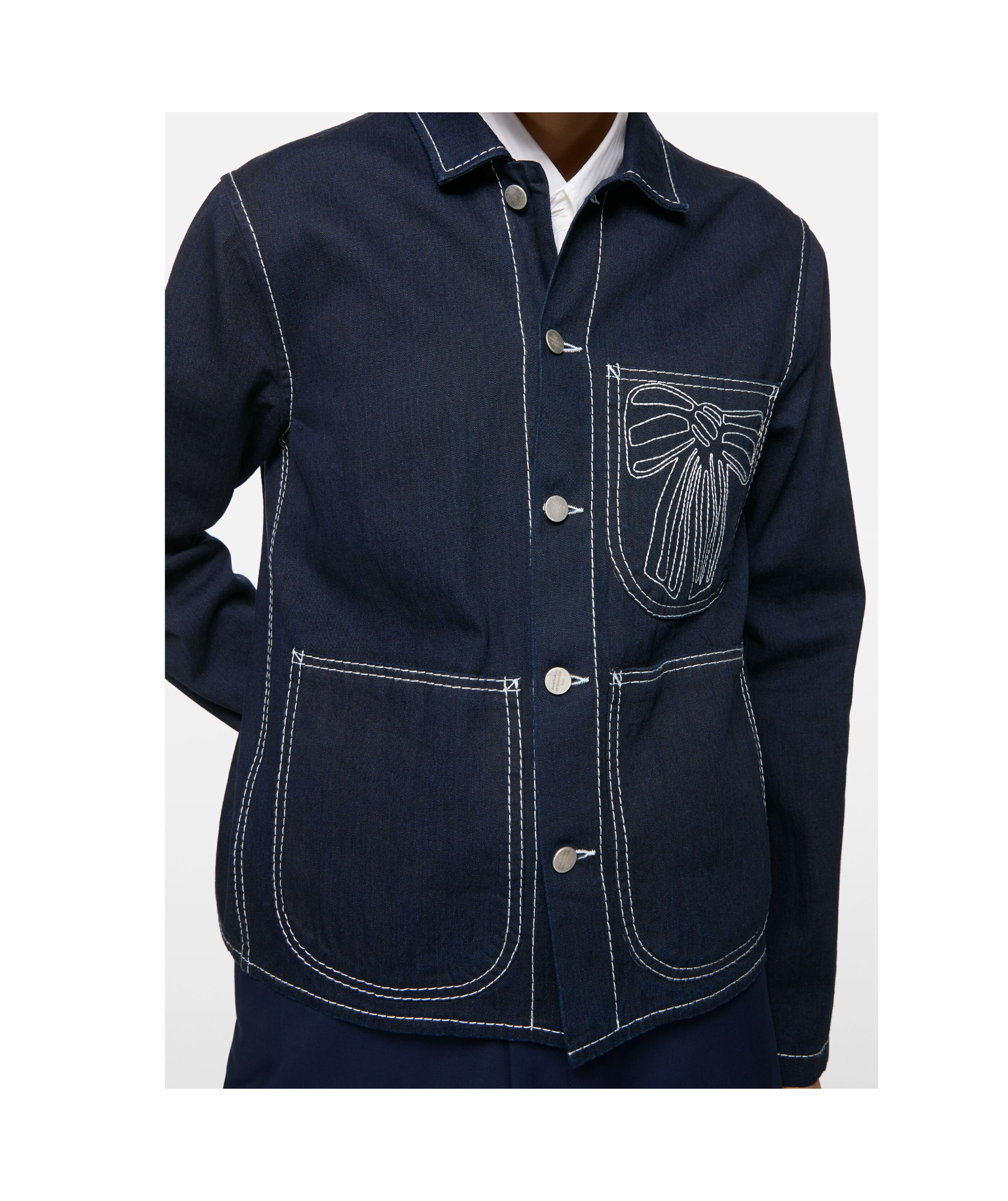 Acne Studios Bow-embroidered Denim Jacket In Blue