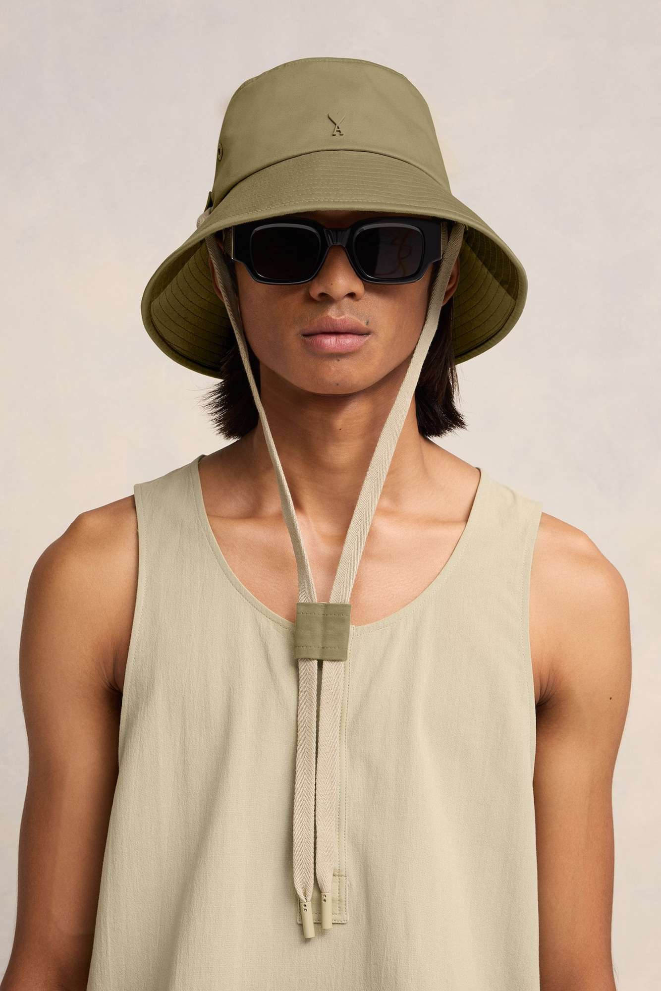 Ami Alexandre Mattiussi Logo With Rope Fisherman's Hat In Brown