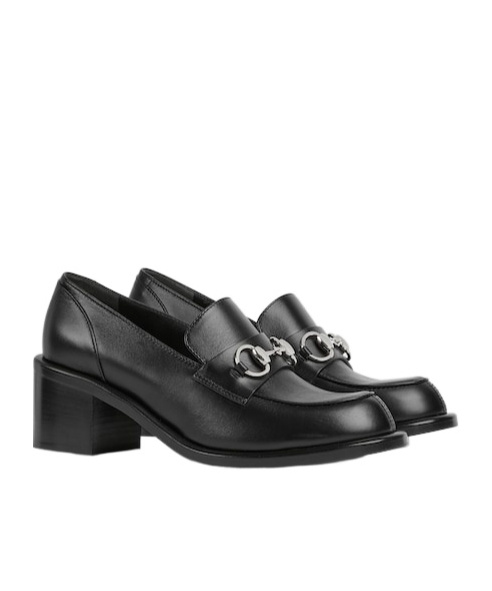 Gucci Women's Heeled Loafer With Horsebit In Black