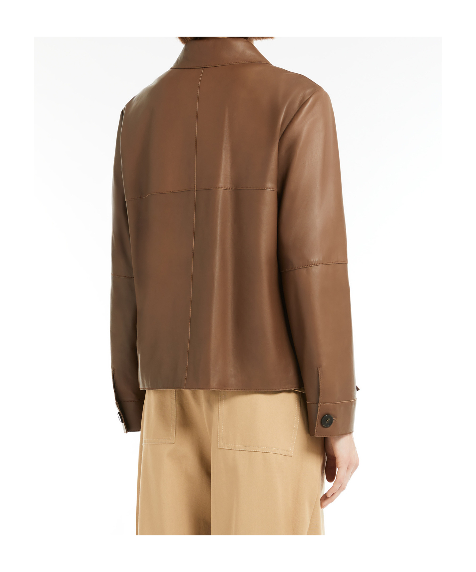 Weekend Max Mara A-shaped Leather Jacket In Brown