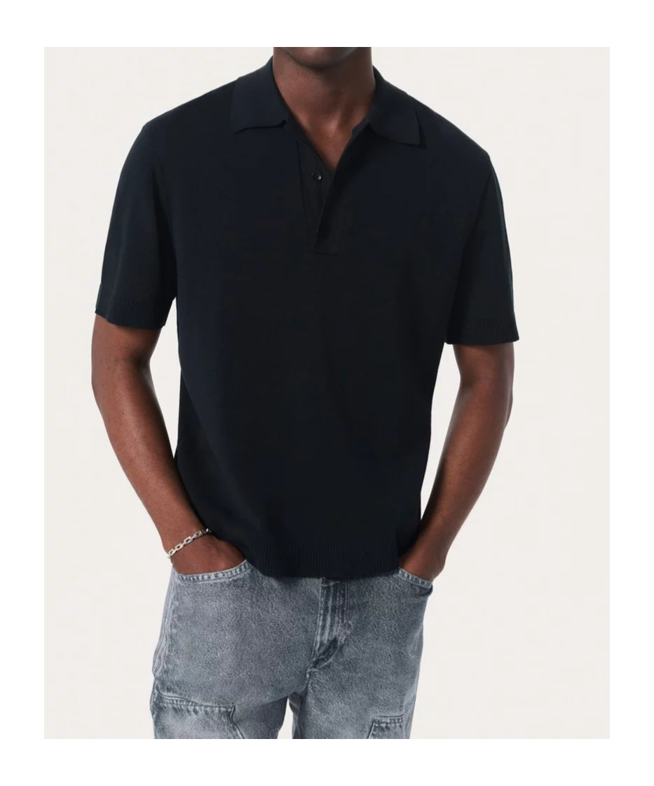 Rag & Bone Short-sleeved Polo Shirt In Black