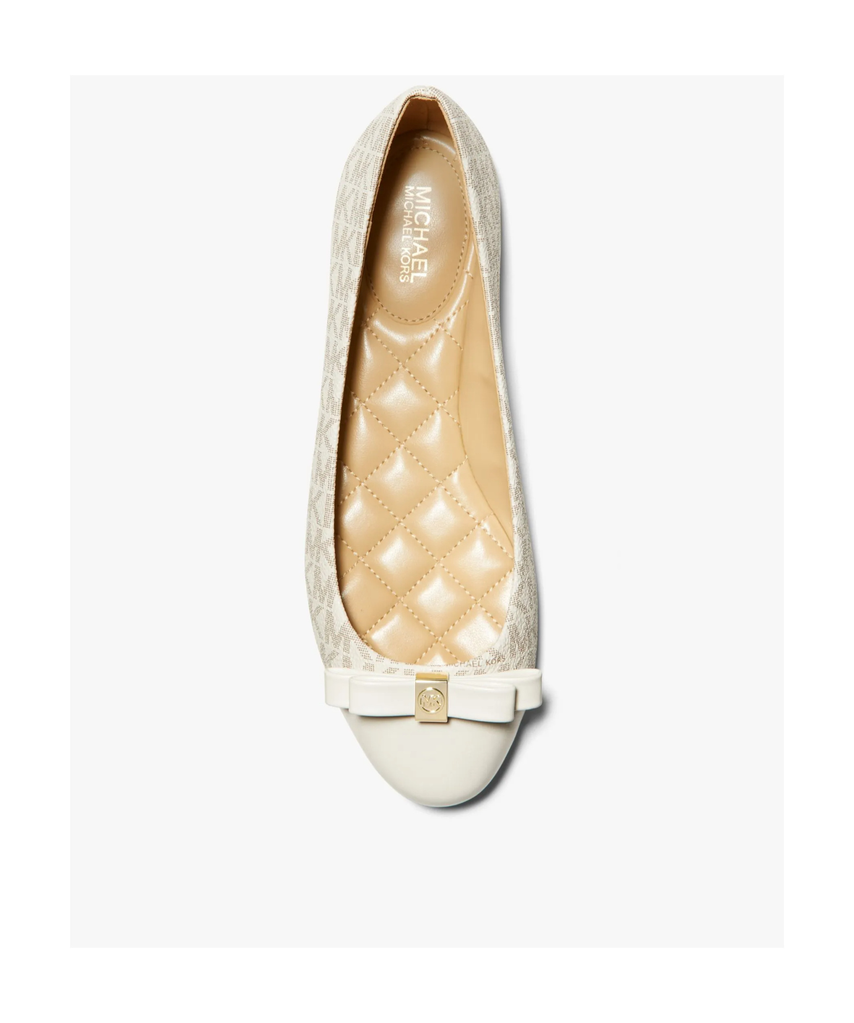 Michael Michael Kors Andrea Bow-detail Logo-print Ballerina Shoes In White