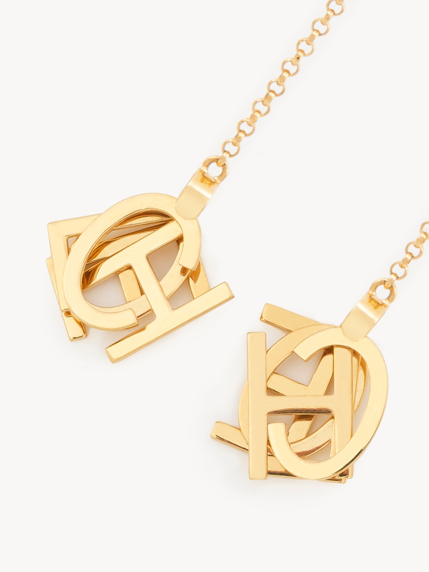 Chloé Chain And Charm Dangling Letters Earrings In Gold
