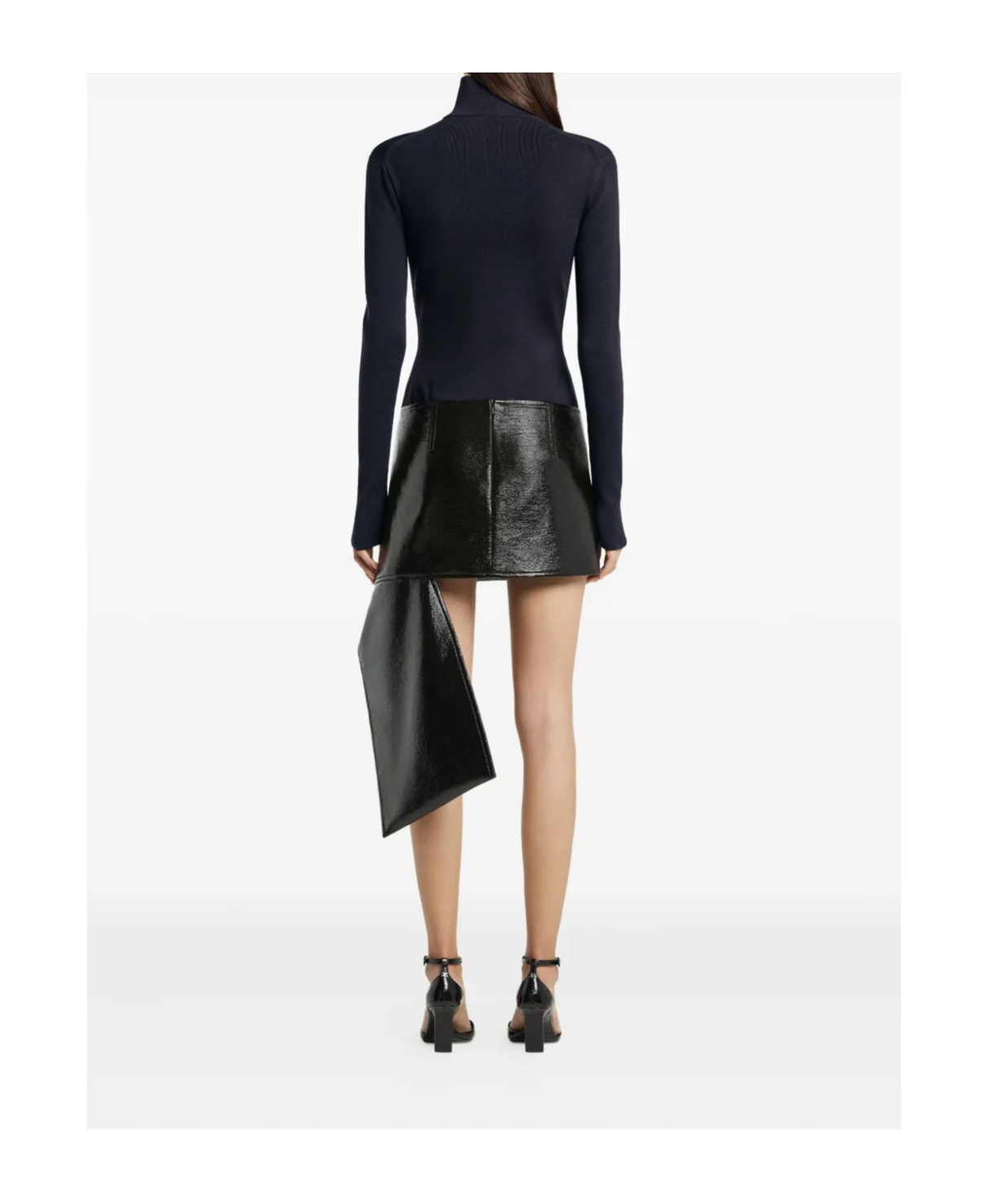 Courrèges Merino Wool Zip Mock Neck Sweater In Blue