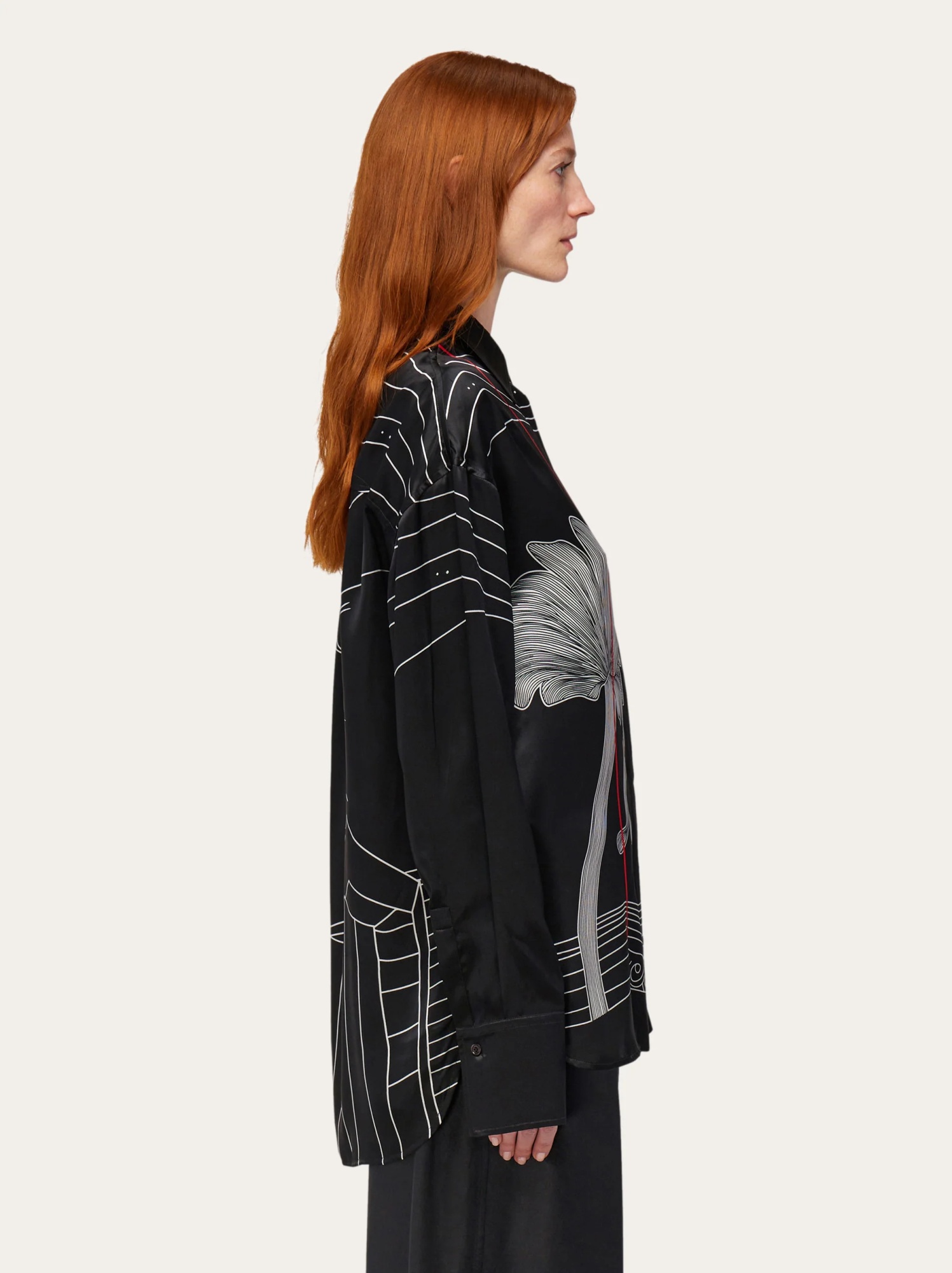 Ferragamo Black Silk Satin Shirt In Black