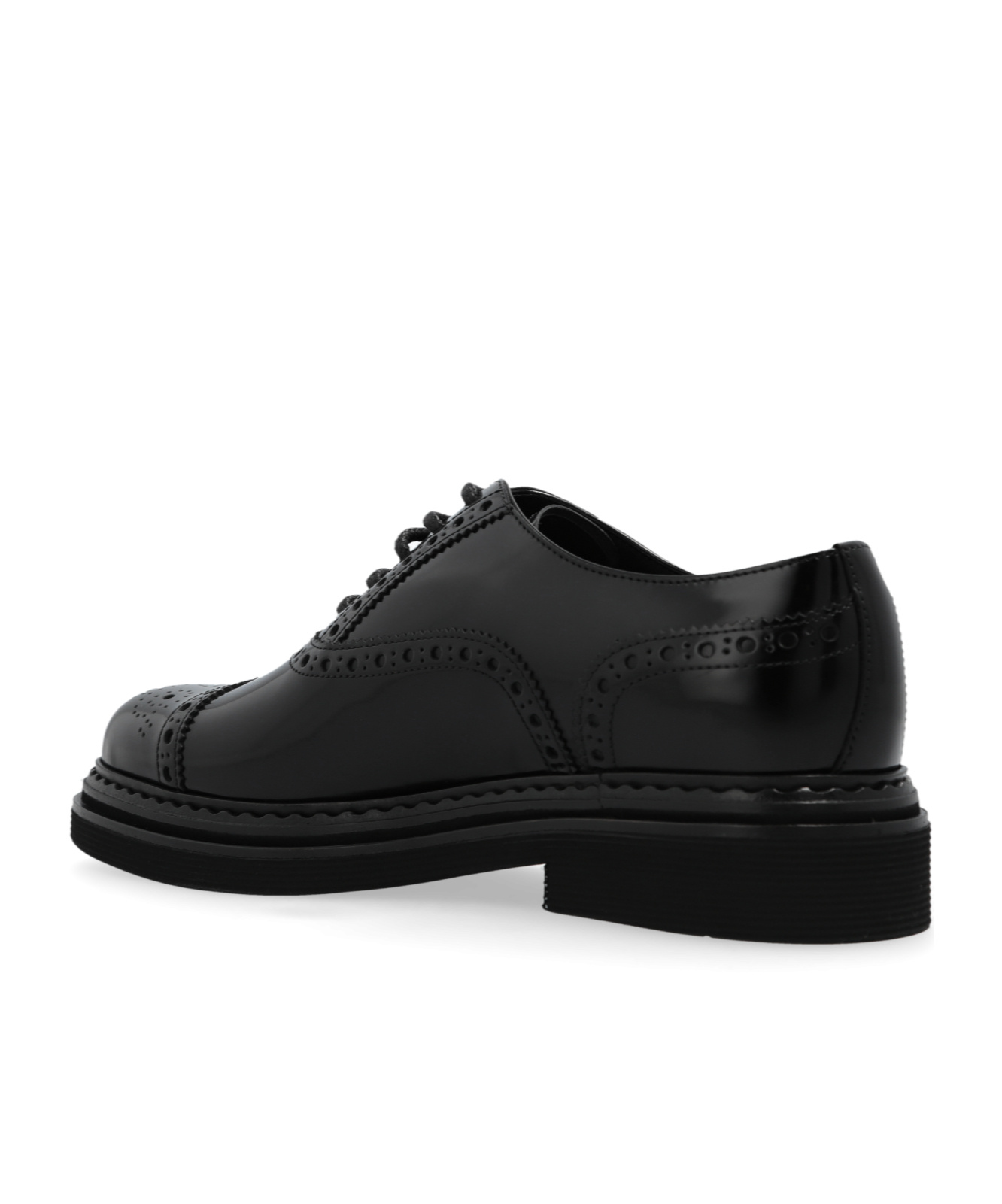 Dolce & Gabbana Day Classic Brushed Leather Brogue Shoes In Black