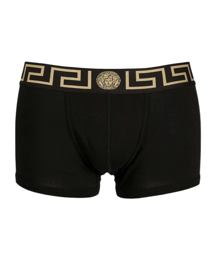 Versace Black Briefs With Elastic Waist With Medusa Print In Cotton Stretch Man In Black