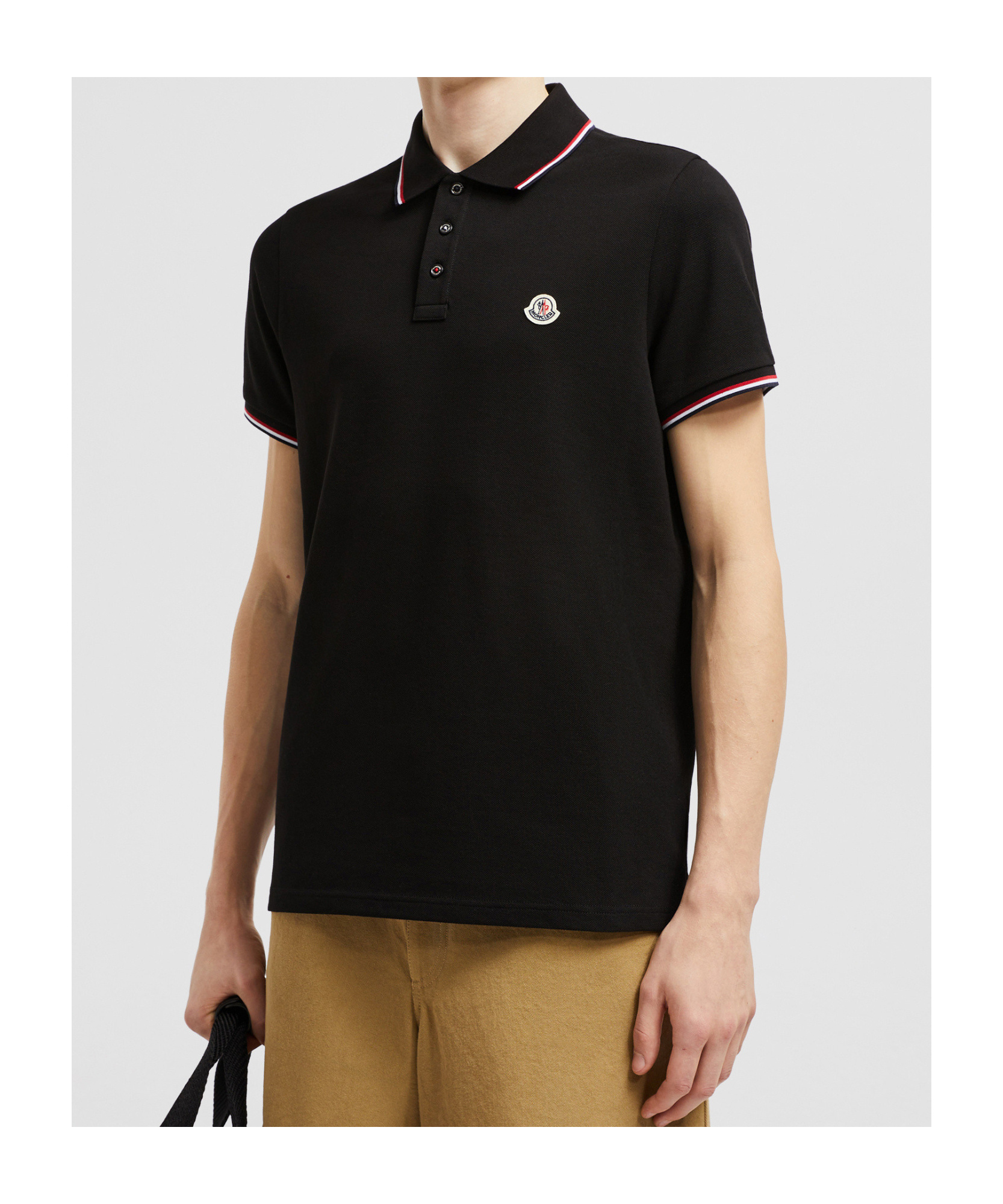 Moncler Cotton Polo Shirt With Logo In Black