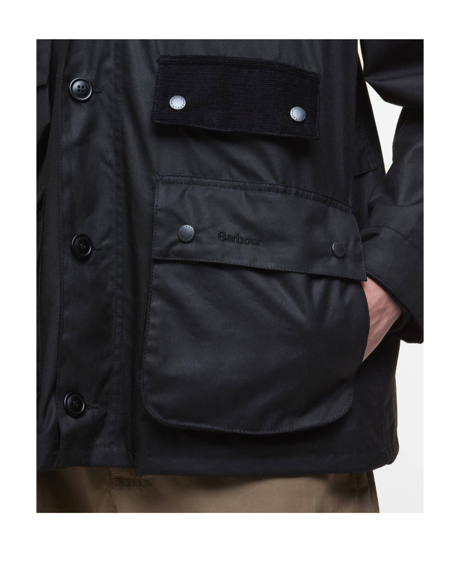 Barbour Editor Waxed Jacket In Black
