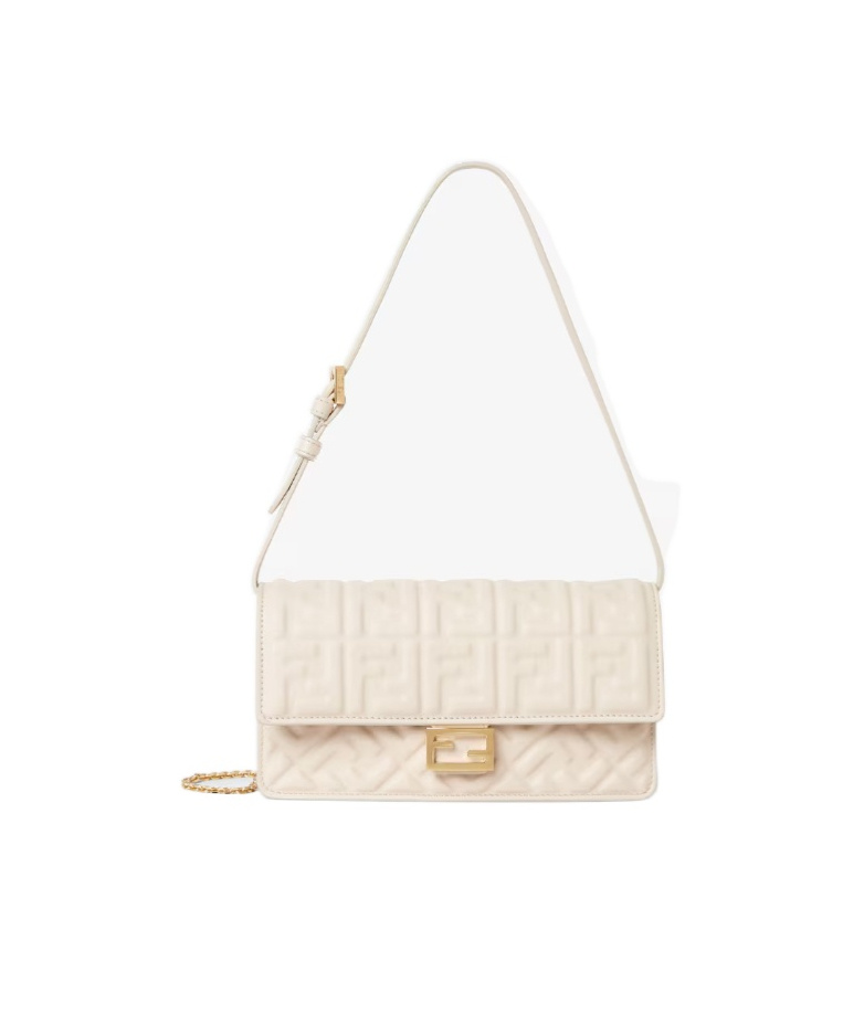 Fendi Camelia Nappa Leather Wallet With Ff Motif In White