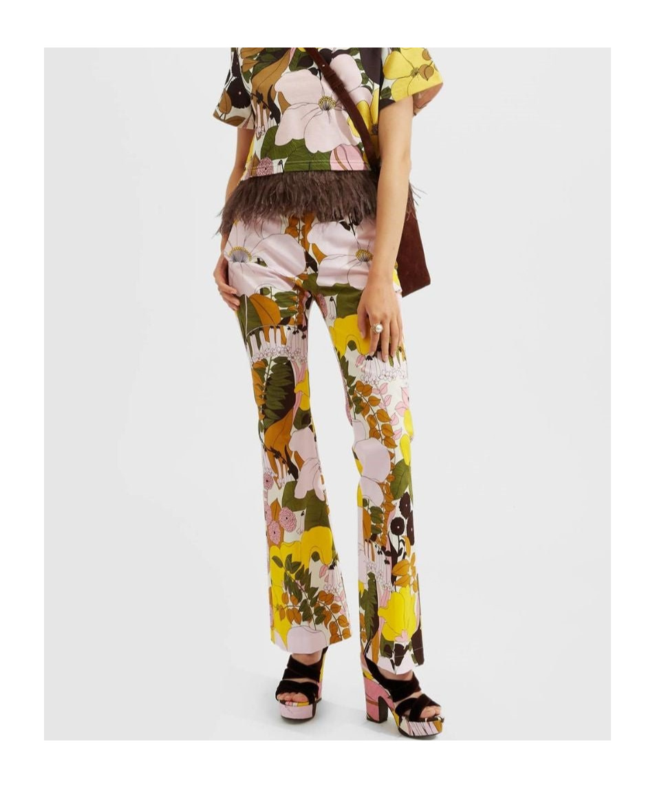 La Doublej Saturday Night Flared Trousers In Multi