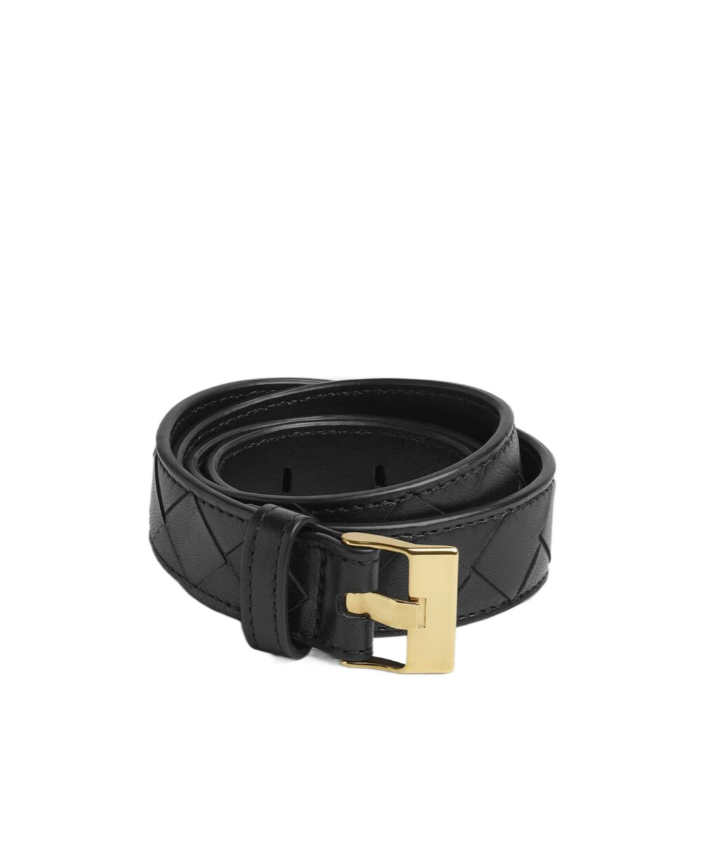 Bottega Veneta Cintura Intrecciato Leather Belt In Black