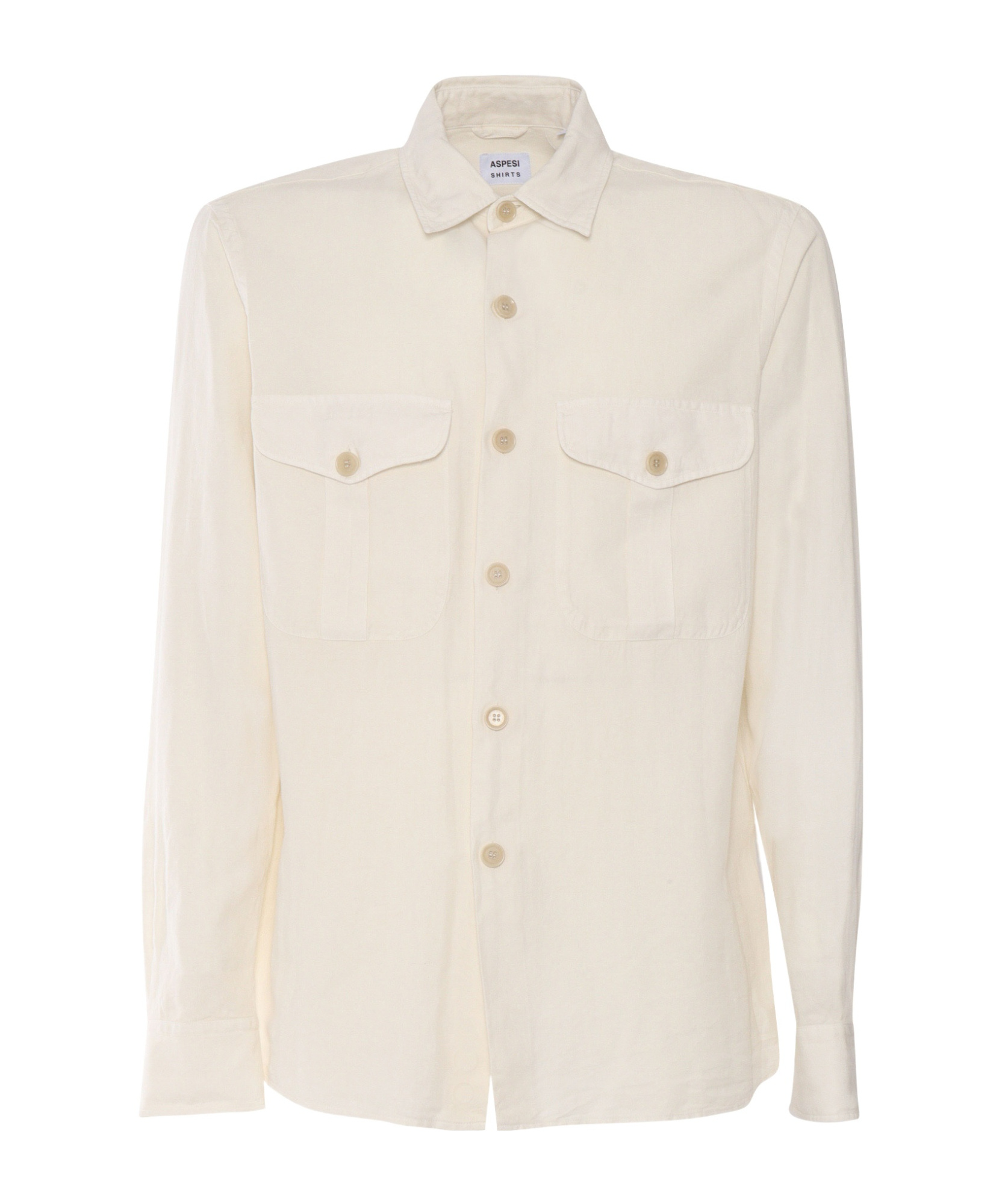Aspesi Relaxed Fit Button-up Shirt With Two Chest Pockets In Neutral