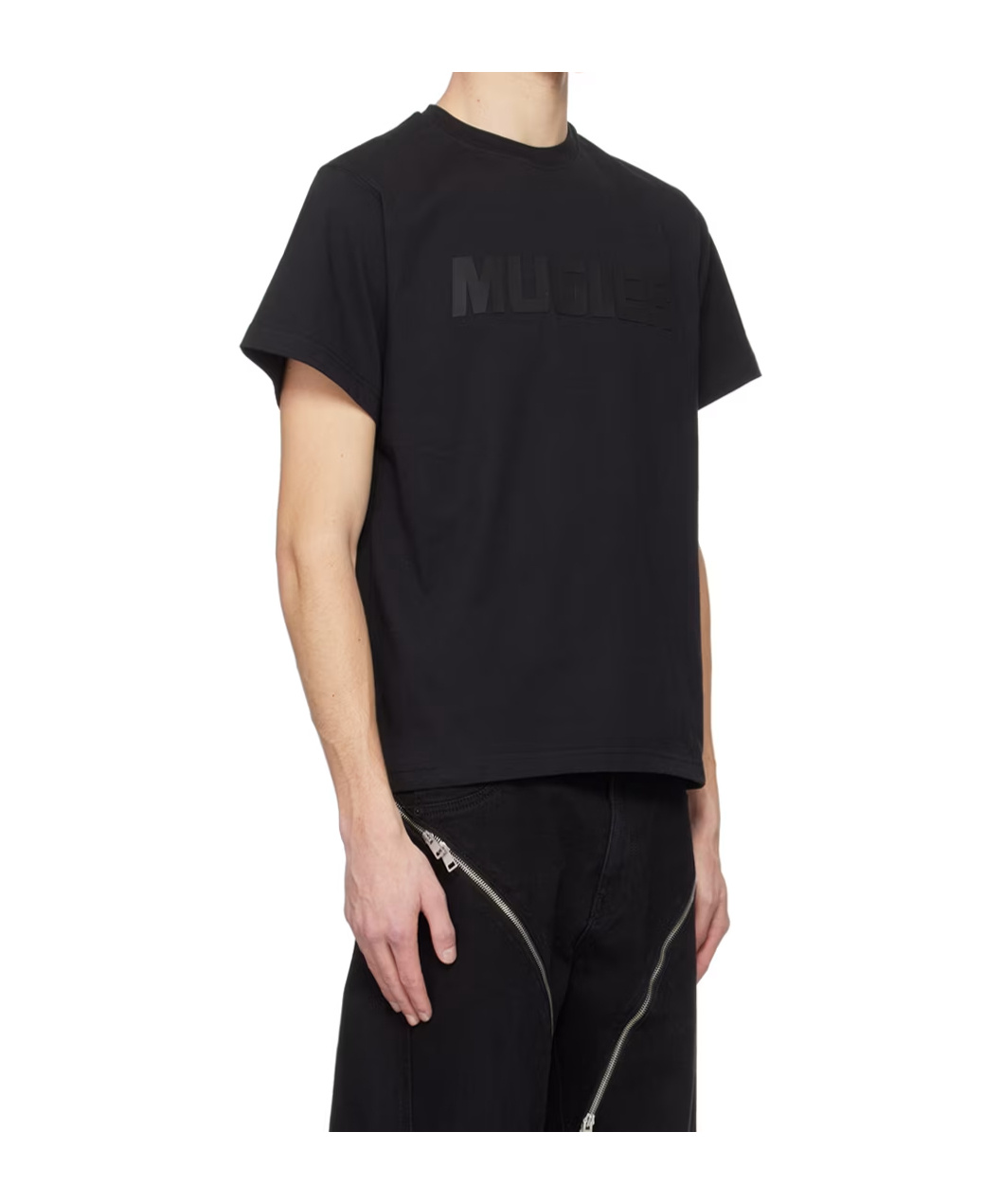 Mugler Round-neck Logo T-shirt In Black
