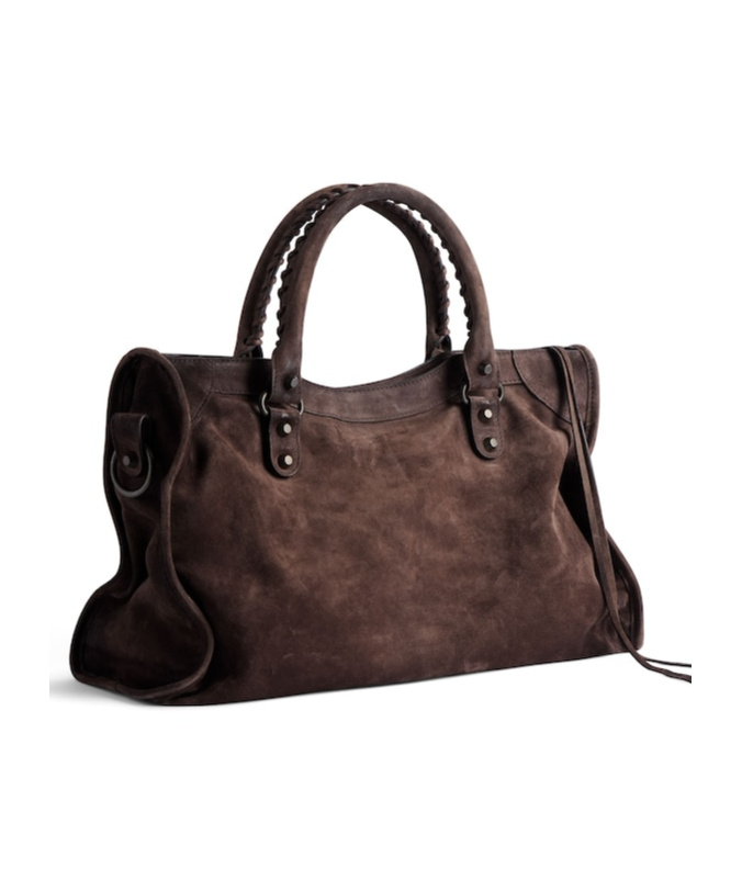 Balenciaga Le City Medium Crinkled Leather Top-handle Bag In Red