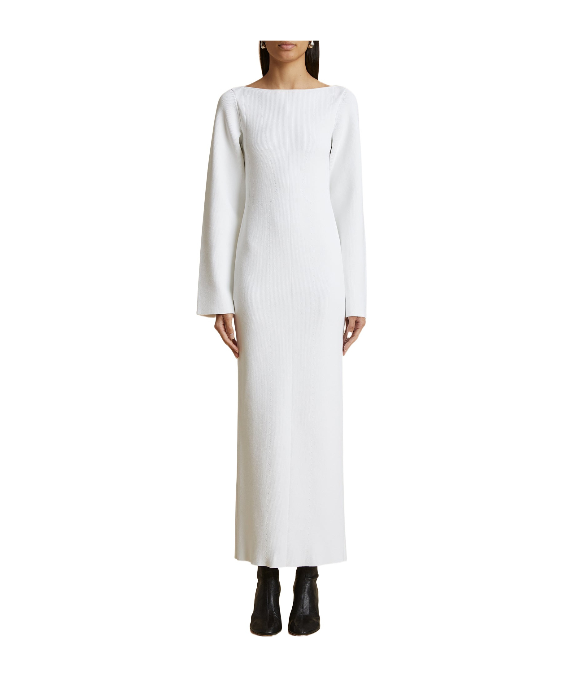 Khaite Alta Ribbed Midi Dress In White
