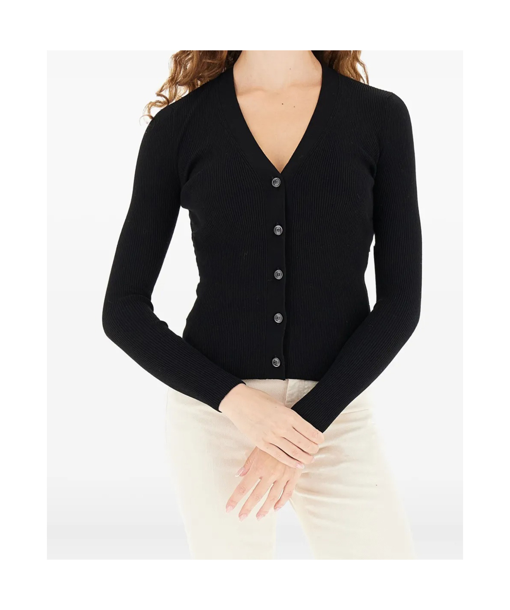 Weekend Max Mara Ribbed V-neck Cardigan In Black