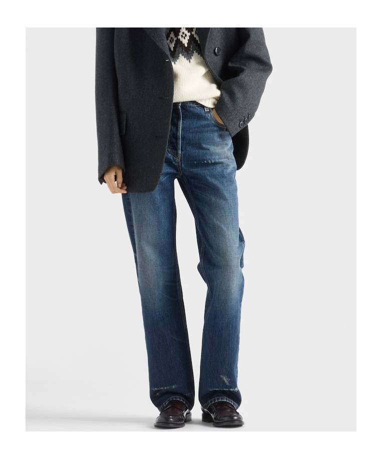 Prada Straight-leg Washed Denim Jeans In Blue