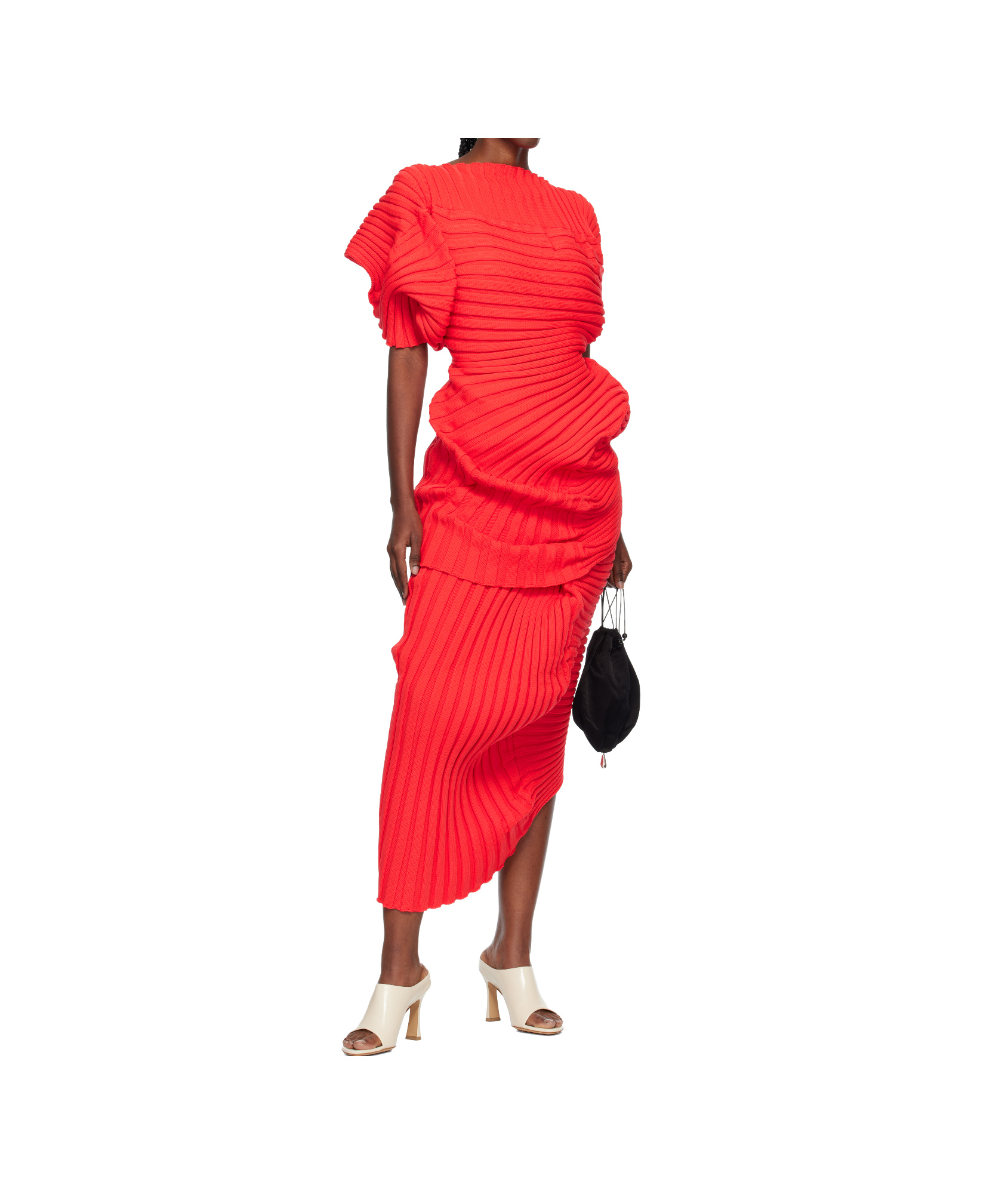 Issey Miyake Ribbed-knit Short-sleeved Top In Red