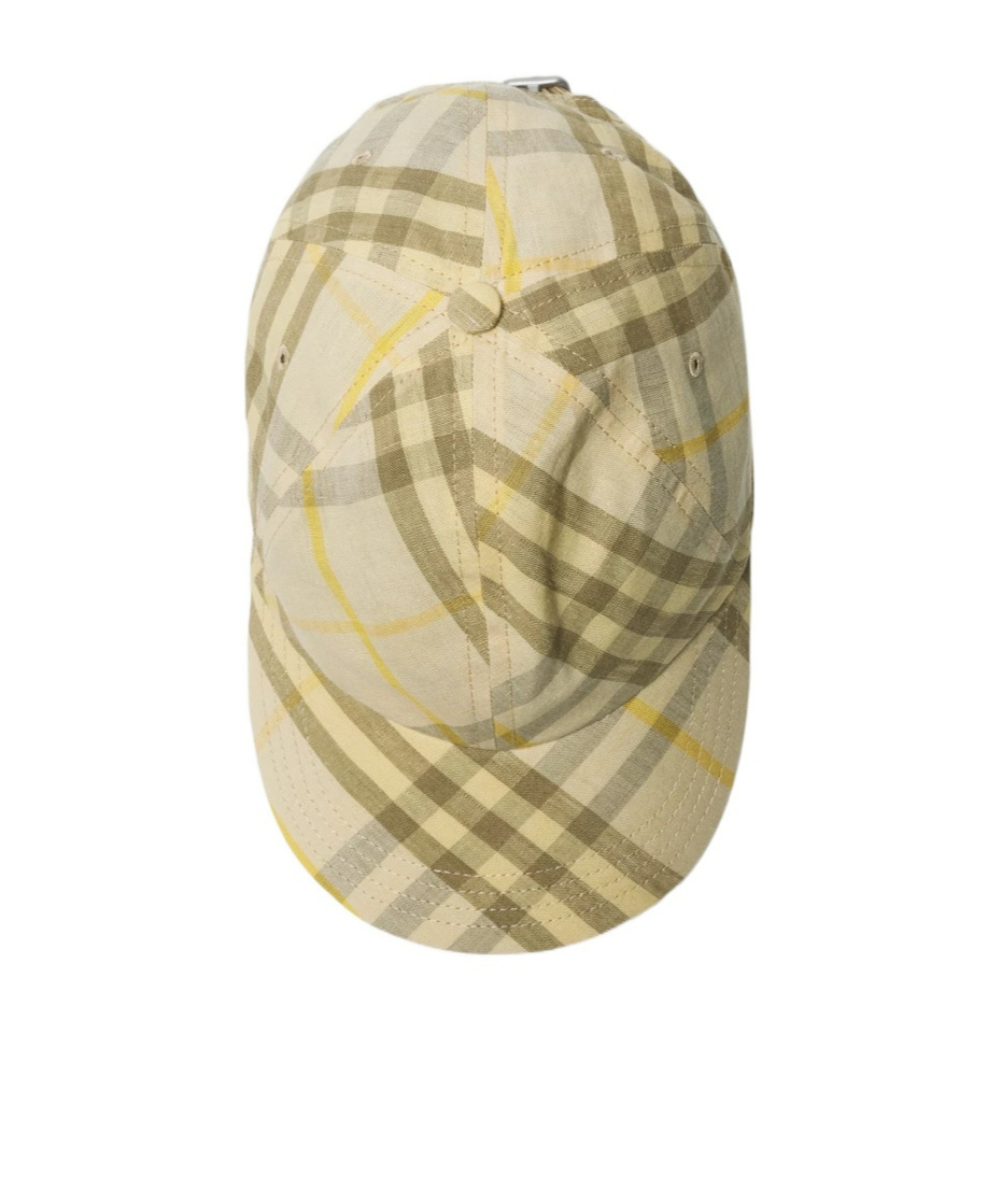 Burberry Check Linen Baseball Cap In Nude