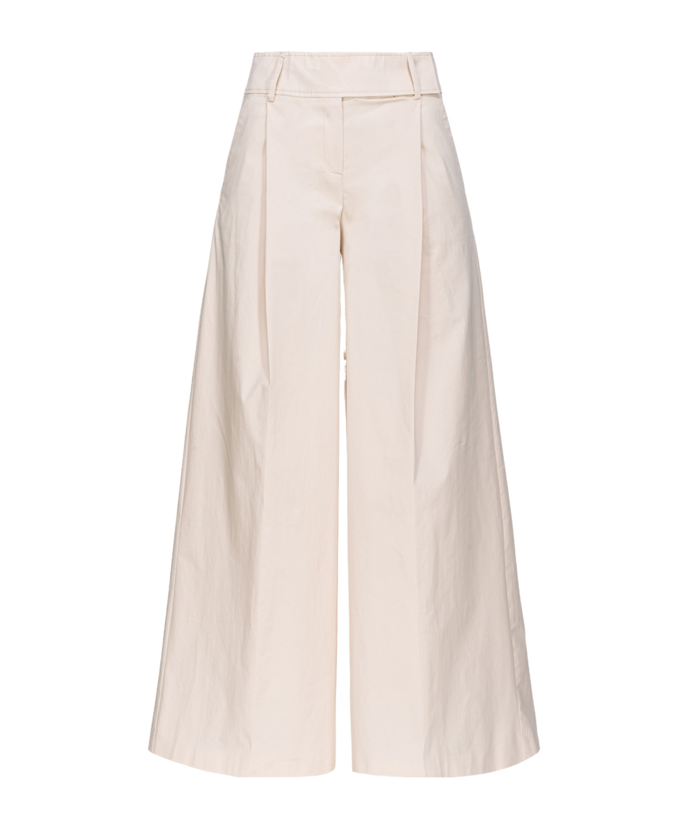 Pinko Extra-wide Trousers In Technical Satin In Nude