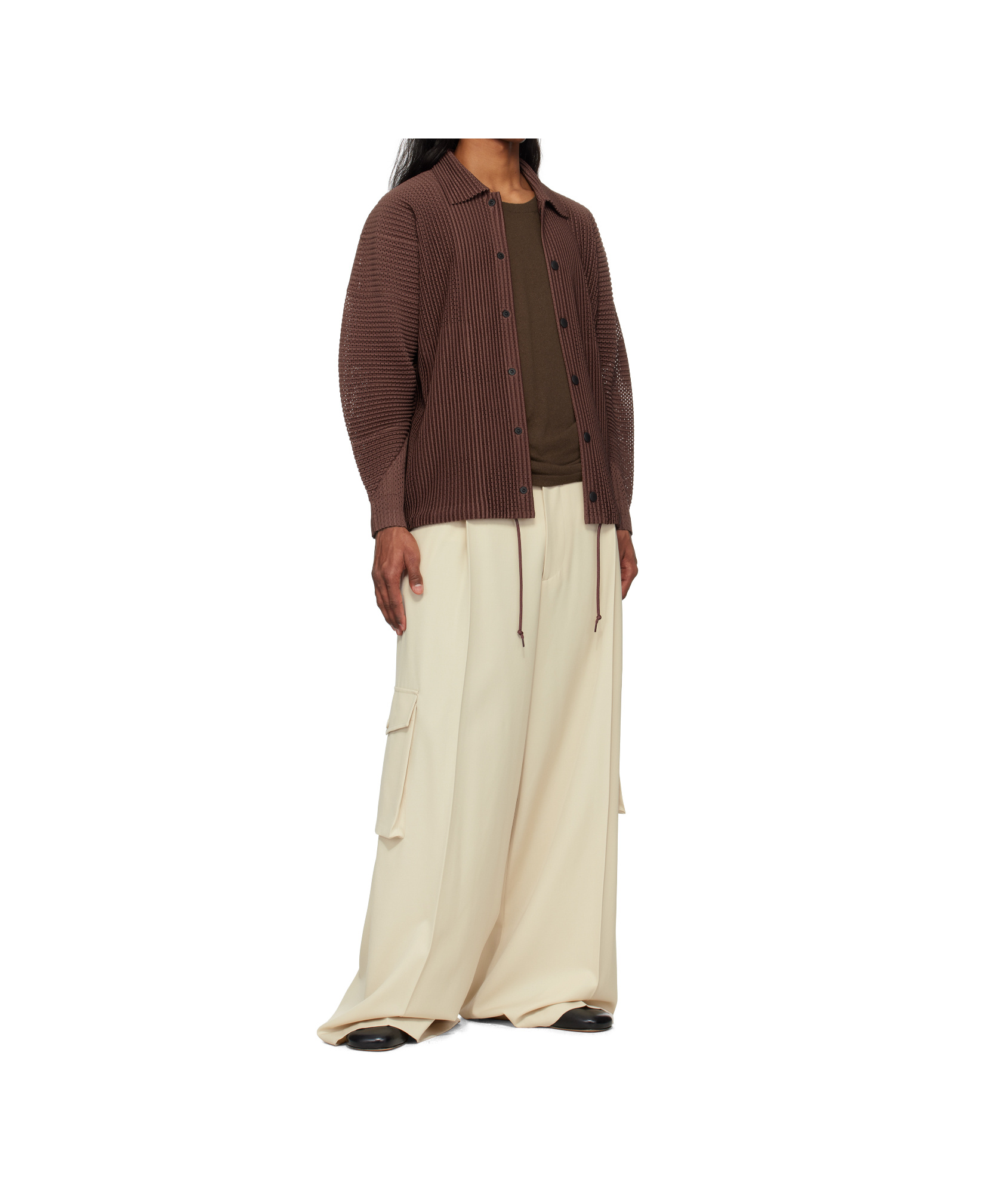 ISSEY MIYAKE BROWN OUTER MESH JACKET