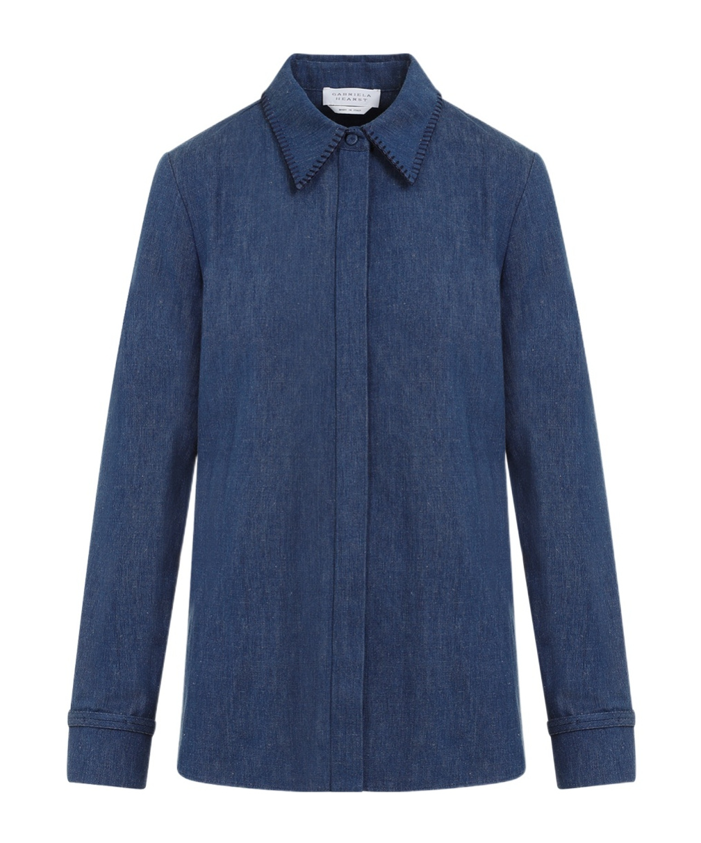 Gabriela Hearst Denim Blue Recycled Cotton Cruz Shirt In Blue