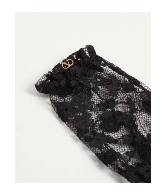 Valentino Garavani Floral-lace Gloves In Black