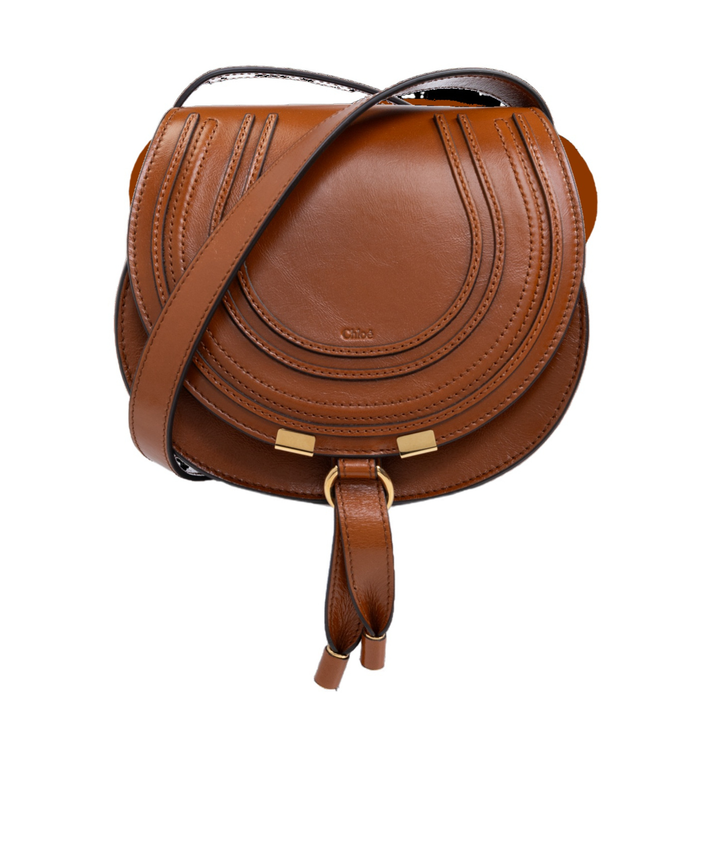 Shop Chloé Small Marcie Leather Saddle Bag In Brown