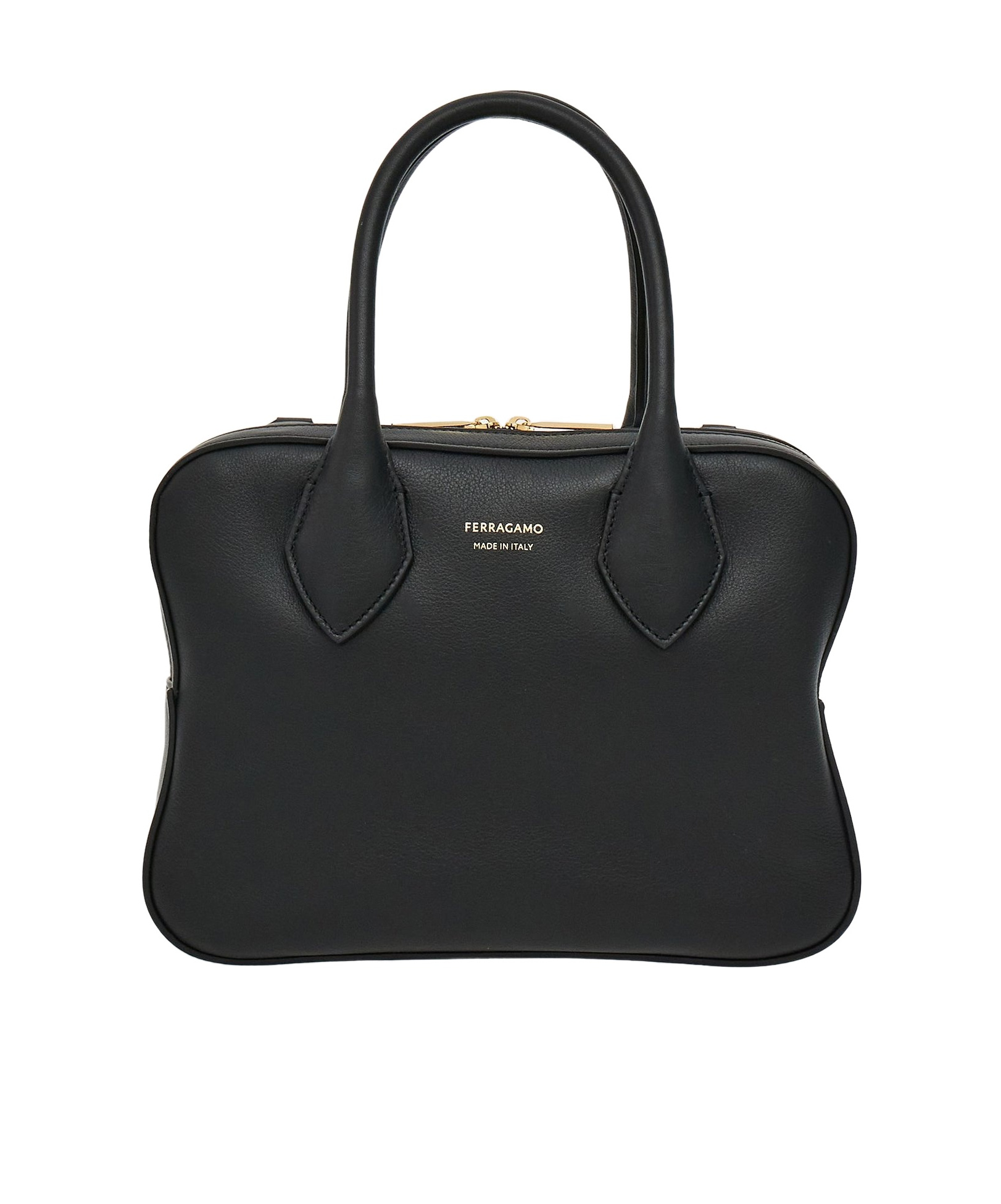 Ferragamo Logo Printed Handbag In Black