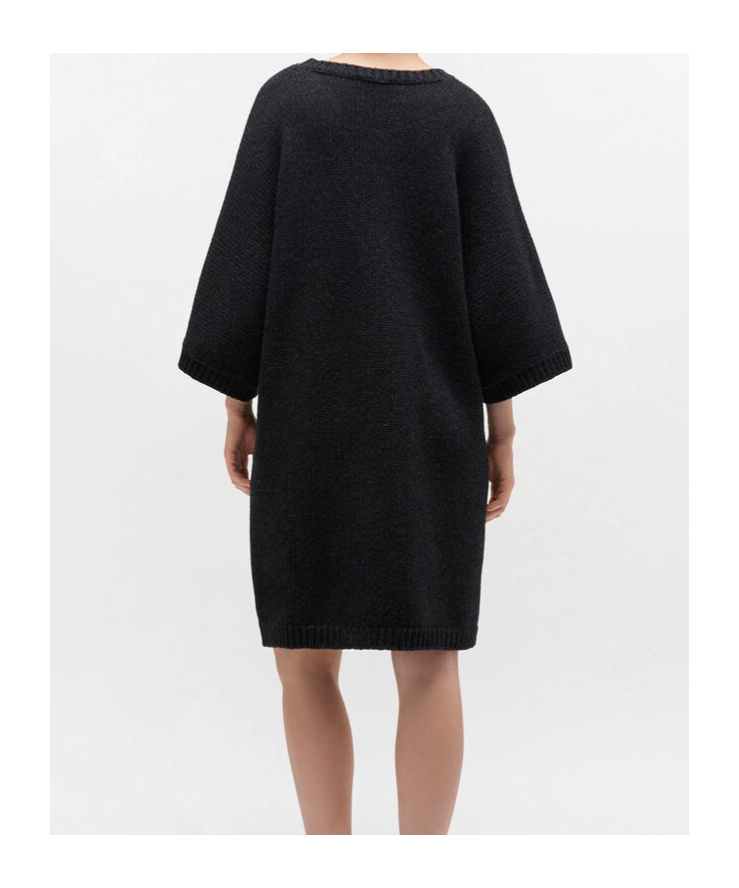 Ganni Dark Grey Wool Mix Dress In Gray