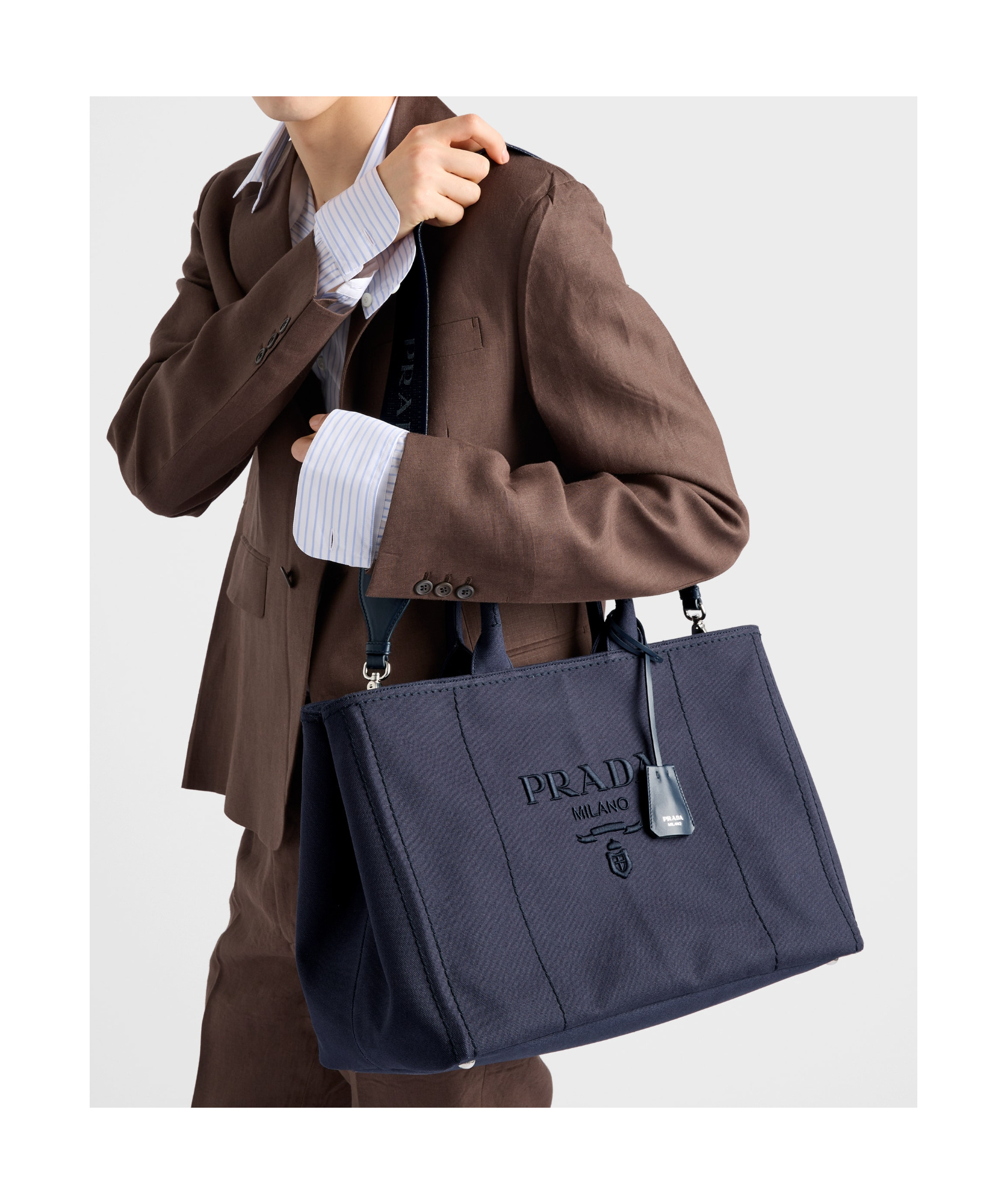 Prada Jardinière Extra Large Cotton Canvas Tote Bag