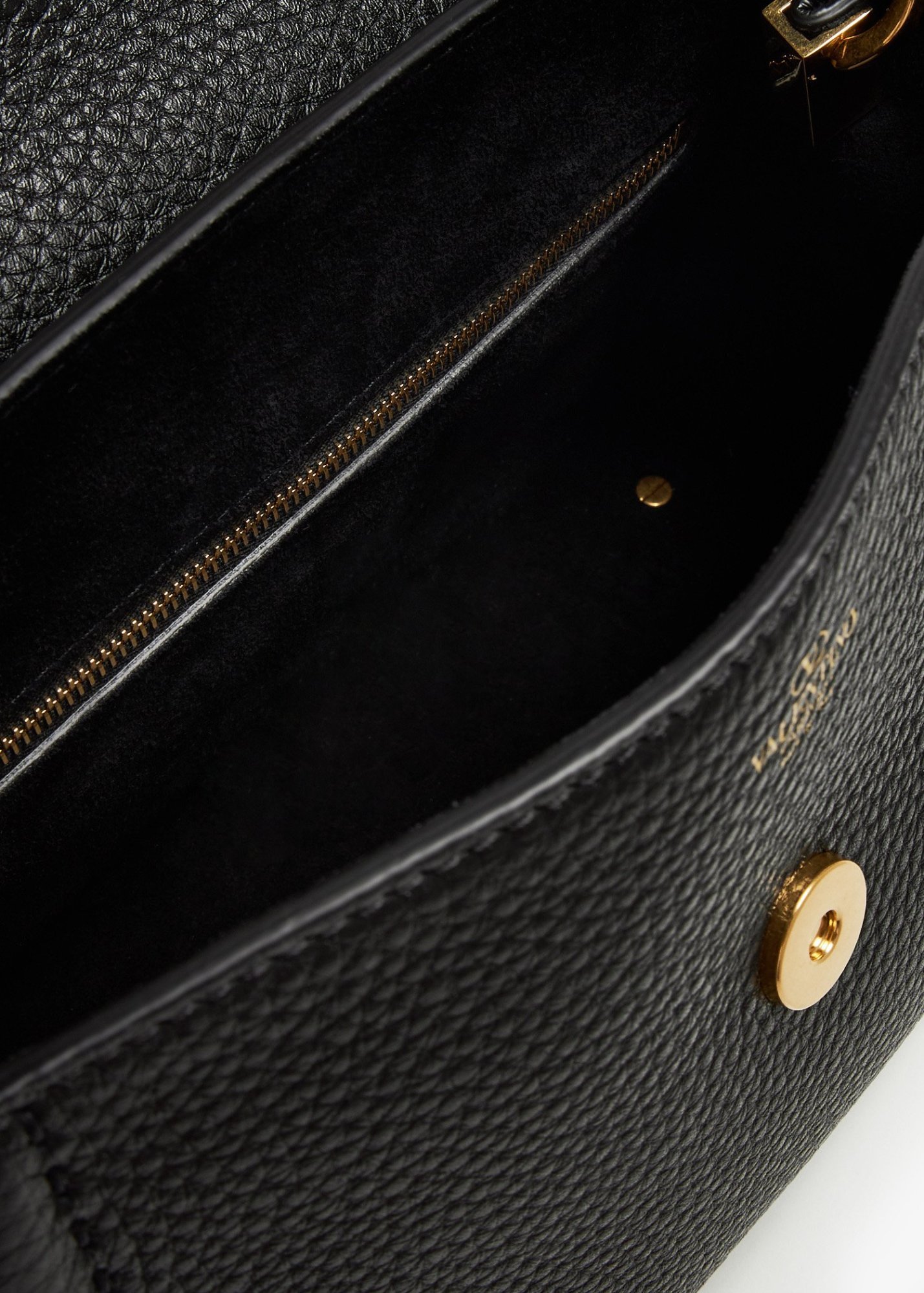 Valentino Elegant Mini Top Handle Handbag With Gold-tone Details In Black