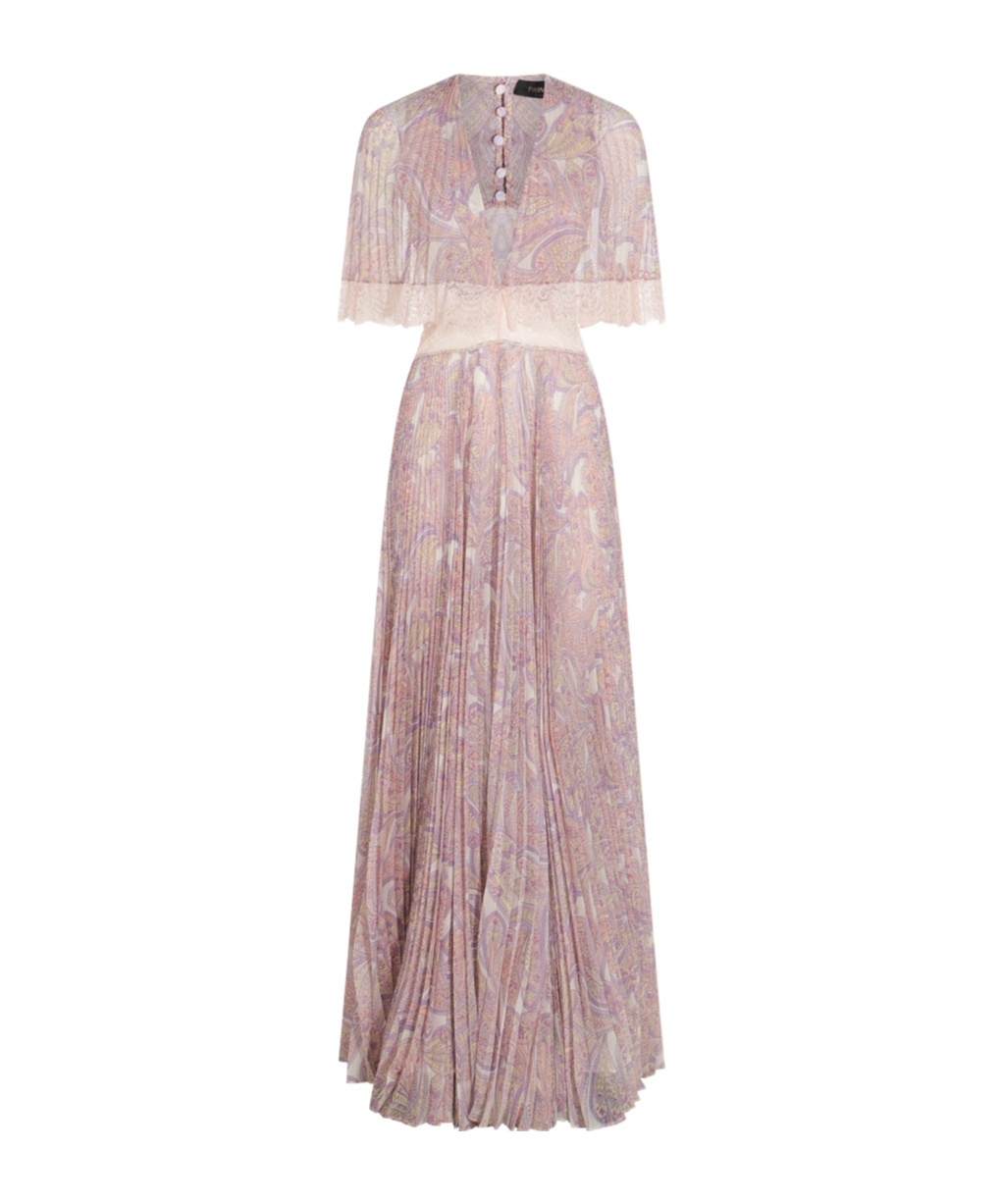 Twinset Robe Longue Plissée « Pantelleria » Avec Imprimé In Pink