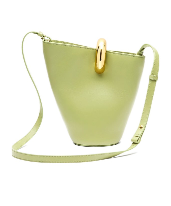 Jacquemus Asymmetrical Mini Bucket Bag In Green
