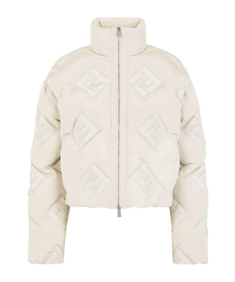Fendi White Ff Tech Fabric Down Jacket In White