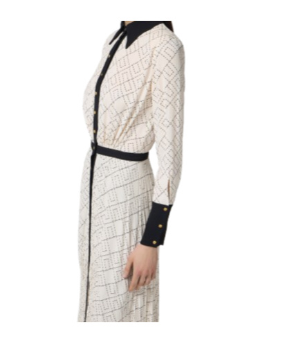 Elisabetta Franchi Geometric-print Button-front Maxi Dress In White