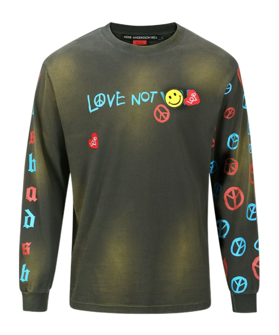 Andersson Bell Gray 'love' Long Sleeve T-shirt In Green