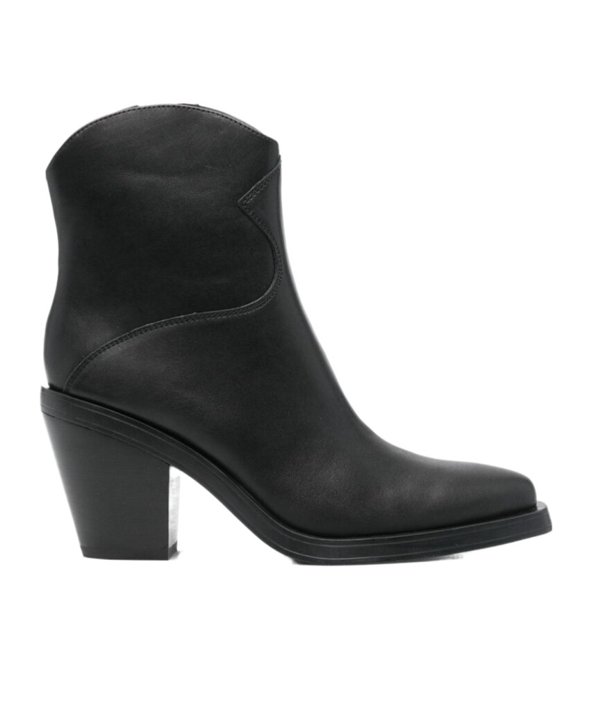 Ash Thick Heeled Short Boots In Black