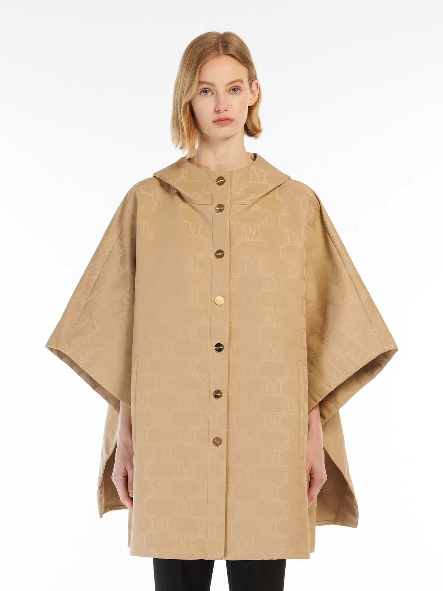 Max Mara Waterproof Jacquard Cloak In Nude